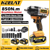 KEELAT 850N.M Impact Wrench Cordless High Torque 1/2 Gergaji Impak High Power Drive Ratchet Socket C