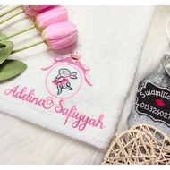 Ballerina Bunny Towel Baby Sulam Nama 100% Cotton Sulamilicious Tuala mandi newborn budak taska tadika Birthday Gift