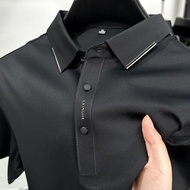 Pocket polo Shirt/Men's polo Shirt/polo Shirt t-Shirt/Pure Cotton polo Shirt/Men's Short-Sleeved polo Shirt/Men's Short-Sleeved t-Shirt High-End Men's Clothing Ice Silk polo Shirt Summer New Style Breathable High-End Casual Fashion Top