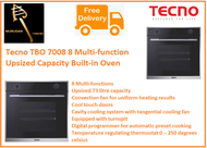 Tecno TBO 7008 8 Multi-function Upsized Capacity Built-in Oven / FREE EXPRESS DELIVERY