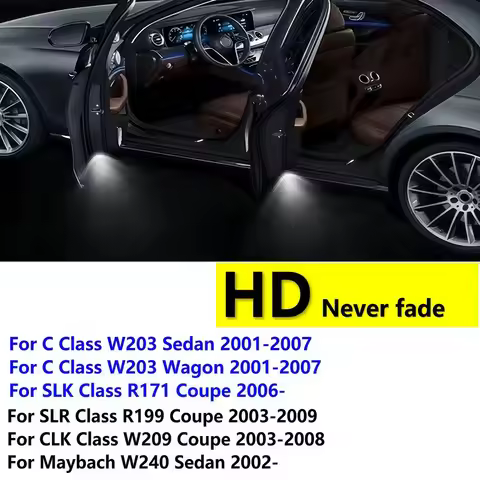 HD W203 W240 W209 R199 C SLK CLK SLR Class Coupe LED Car Door Projector Ghost Shadow Welcome Light A