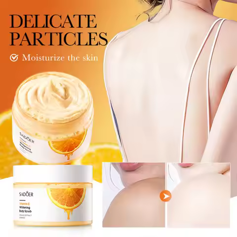 SADOER Vitamin C Body Scrub Brightening Moisturizing Anti Wrinkle Exfoliating Lotion Cream Arm Leg S