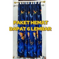 Package of 6 Minimalist Window & Door Curtains, size 90x200, Thick Blackout, Modern Living Room Curt