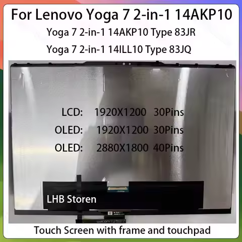 14" For Lenovo Yoga 7 2-in-1 14AKP10 Type 83JR 14ILL10 83JQ 5D10S40285 5D10S40239 Laptop LCD Touch S