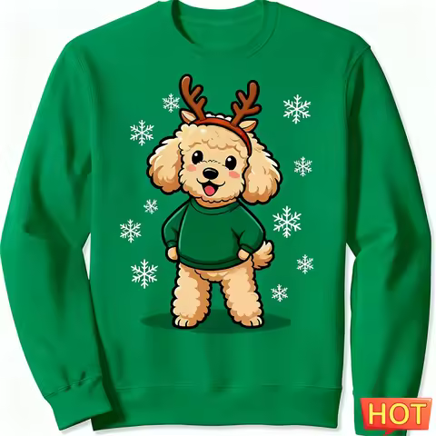2026 New Poodle Graphic Ugly Christmas Sweater Fashion Holiday Wear 3D Printed Xmas Sweatshirts Loos