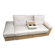 找得 - 梳化床日式布藝可折疊帶茶機客廳小戶型梳化sofa bed 3008(米白色皮海棉）