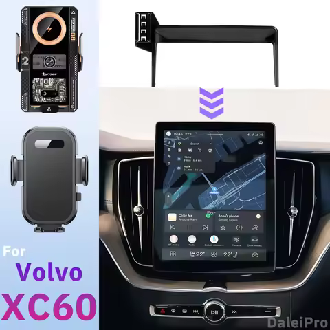 For Volvo XC60 XC90 S90 2026 Car Phone Holder 15W Wireless Charger Phone Mount Base fixed to Screen 
