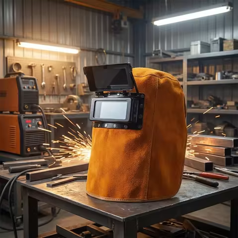 New Durable Breathable Welding Helmet Leather Heat Resistant Welding Helmet Mask Welding Protection 