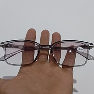 Double Reading Glasses Gray Lens Square Frame Stem Already Spring plus Glasses for Men and Women Siz