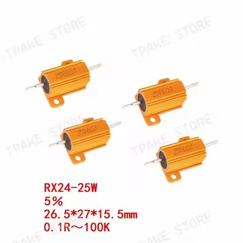 Gold Aluminum Shell Resistor RX24 25W 0.01 0.22 0.33 27 36 39 47 220 330 430 500 10K 22K 68K 100K Oh