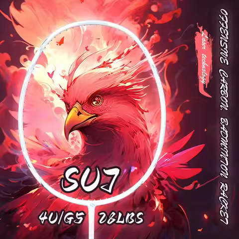 2026 New Arrivals - SU7 Full Carbon Fibre Badminton Racket 4U G5 28lbs(Pre-Strung) Professional Trai