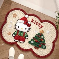 Christmas Kitty Floor Mat Simulation 3D Entrance Door Mat Cartoon Cat Non-slip Carpet Xmas Home Deco