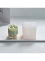 1入新設計3D矽膠模具，葉子和鬱金香芽形狀，用於製作香氛蠟燭和INS風格烘烤蛋糕