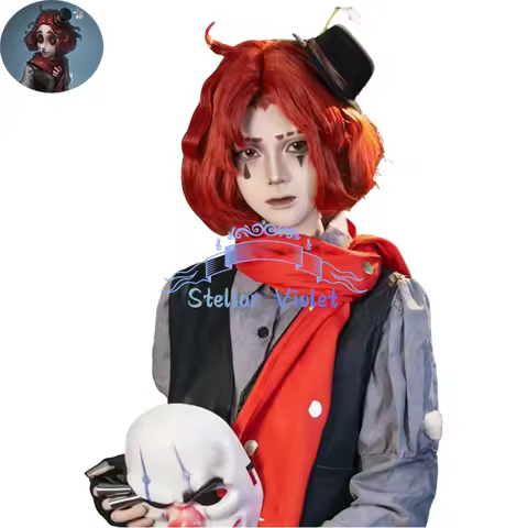 Game Identity V Wig Weeping Clown Joker Cosplay Wigs Cosplay Costumes 38CM Dark Red Weeping Clown Sy