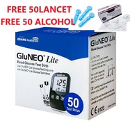GLUNEO LITE BLOOD GLUCOSE TEST STRIPS 25S/ 50S FREE LANCET&ALCOHOL