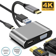 4 in 1 Type-C Hub USB C to HDMI VGA Adapter PD USB 3.0 4K UHD Video Converter