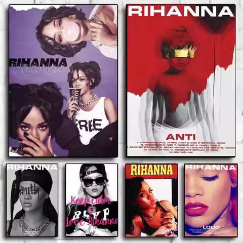 R-Rihanna Poster HD Wall Stickers Mural Self-Adhesive Decals Home Decor Bedroom & Living Room Gift I