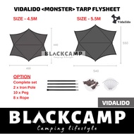 Vidalido Monster Tarp Flysheet Camping Flysheet Black Coating Coated UPF50 Large Medium