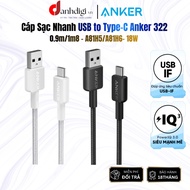 Anker 322 18W Nylon Cable III USB-A to USB-C Fast Charging Cable - Length 0.9/1.8m - A81H5/A81H6