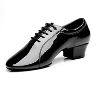 [Qiannian Beautiful Women's Shoes 2] New Style Men's Latin Dance Shoes Two-point Sole Dance Shoes Adult Men's Bright Leather Soft Sole Modern Dance Dance Shoes. 13