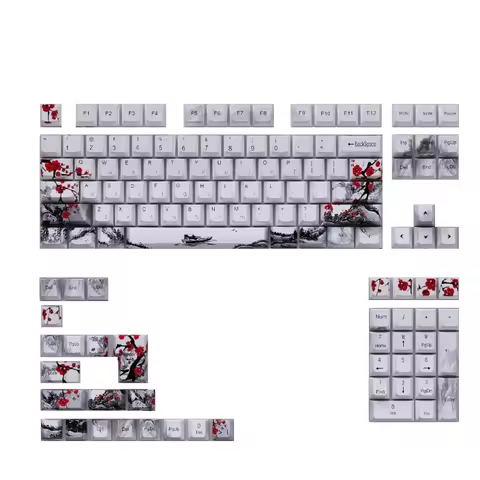 OEM Plum Blossom Keycaps English/Spanish/French/Russian/German/Japanese/Korean