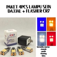 4PCS LED DAJAL PACKAGE + CR7 FLASHER LED SEN DAJAL FOR ALL PNP MOTORCYCLES Lampu LED Motor