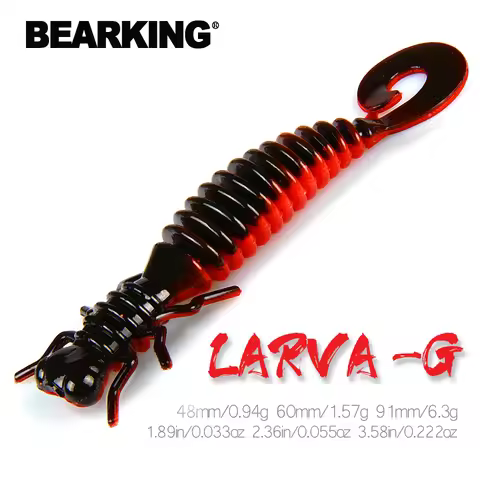 BEARKING Larva Soft Lures 48mm 60mm 91mm Artificial Lures Fishing Worm Silicone Bass Pike Minnow Swi