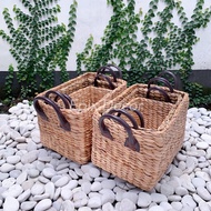 Water Hyacinth Basket | Water Hyacinth Box | Storage | Water Hyacinth Storage Basket Handle Vynil