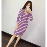 IMP [COD] + [GRATIS ONGKIR] Set 2in1 Dress Cardigan Rajut Salur Pocket / Setelan Baju Dan Celana Wan