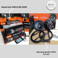 PAKET Audio Mobil/TAPE/Head Unit ORCA MP-6250 dan SPEAKER 6,5 INCH ORCA RC-689SP