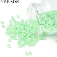 1pound Glass Seed Beads Ceylon Round Pale Green 6/0 4mm Hole: 1.5mm about 4500pcs/pound
