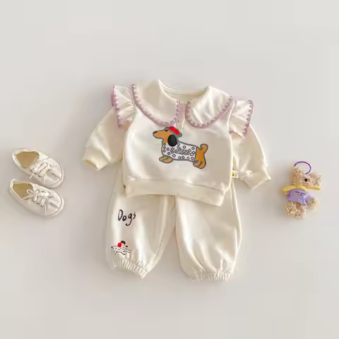 2026 New Spring-Autumn Style Hoodie and Pants Set for Little Girls in the Shape of a Sausage Dog, St