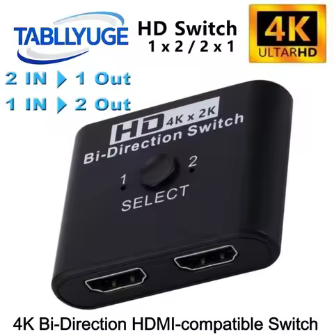 4KX2K Bi-Direction 2-Ports Splitter Switcher 2 In 1 Out/1 In 2 Out HDMI-compatible Switcher Adapter 