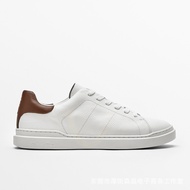 Massimo Dutti Breathable Leather White Shoes Men's Sneakers