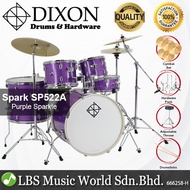 Dixon Spark SP522APPS Drum Set Complete Standard 5 Piece Drum Kit Bundle Purple Sparkle