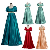 Bridgerton Costumes for Women 1800s Dress Satin Vintage Regency Dress Victorian Ball Gown Jane Auste