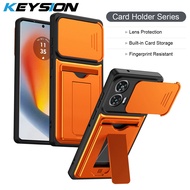 KEYSION Card Holder Bag Phone Case for Motorola Edge 50 Fusion MOTO G85 G96 5G Slide Camera Protecti