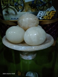 Telur Hias 1set batu marmer tatakan+4pc telur marmer paket dekorasi ruangan