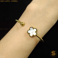 Sis Love Jewel Flower Bangle Titanium Steel 18K Gold Plated White Simple Bracelet Women Jewelry H137