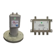 Mastersat  หัว LNB สำหรับ จานโปร่ง C band แบบ 2 ขั้ว แบบ 5G  พร้อม  Multi Switch 2x4 สำหรับดูเครื่อง