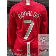 Áo Bóng Đá Retro Manchester United 2008 Dài Tay - Sân Nhà In Tên Ronaldo Số 7 bản cao cấp vải Cotton