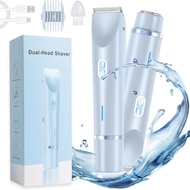 2 in 1 Dual Head Electric Lady Waterproof Shaver Razor For Women Private Area US e 女士二合一電動刮鬍刀，適用於敏感肌