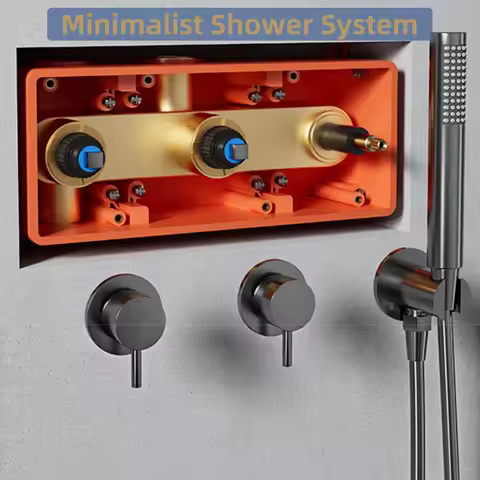 AITANA Minimalist Bathroom Brushed Nickel Shower System Wall-Mounted Modern Embedded Dual Function R