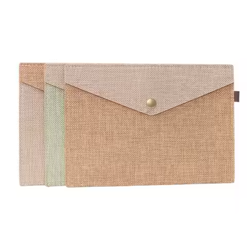 A4/A5 File Folder Big Capacity Document Bag Imitation Linen Canvas Felt File Bag Briefcase File Fold