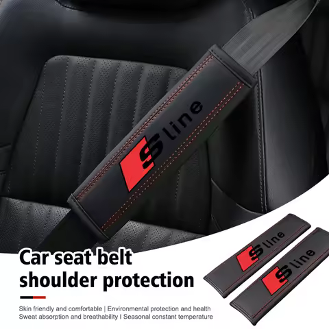 1/2PCS Car Styling Leather Seat Belt Shoulder Cover Protection Padsor Accessories For Audi Sline Qua