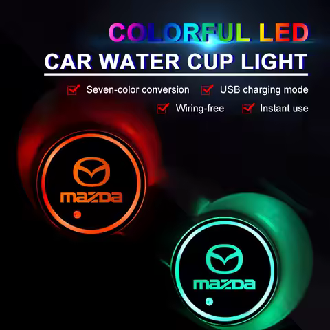 1/2PCS LED Car Luminous Coasters Cup Holder Anti-slip Mat For Mazda 3 Demio CX3 CX-5 CX5 CX7 CX9 MX5