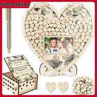 Wooden Wedding Guest Book Heart Shaped Guest Book Wedding Reception Personalized Nuptial Attendee Bo