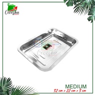 Baki Nampan Stainless Prasmanan Wadah Tempat Makanan Baking Tray Lodor Persegi 20 27 30 32 36 40 cm