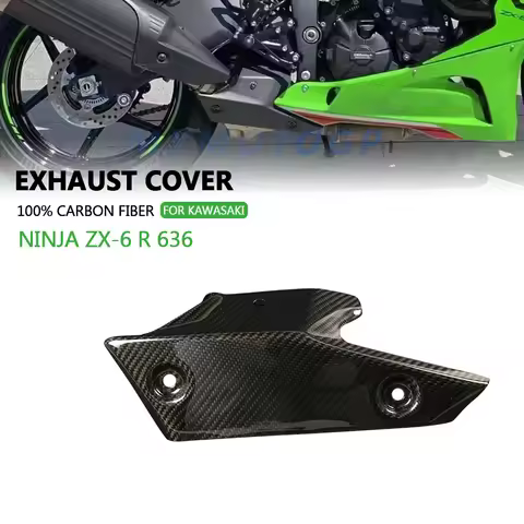 For KAWASAKI NINJA ZX-6 R 636 ZX6R 636 100% Carbon Fiber Exhaust Cover Fairing 2019 2020 - 2024 2025