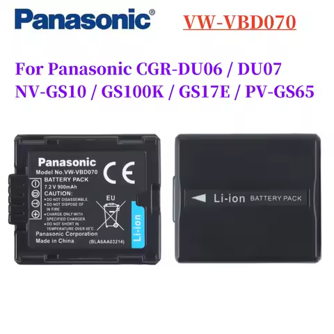 Original VW-VBD070 VW VBD070 CGA-DU07 CGA DU07 Camera Battery For Panasonic CGR-DU06 DU07 NV-GS10 GS